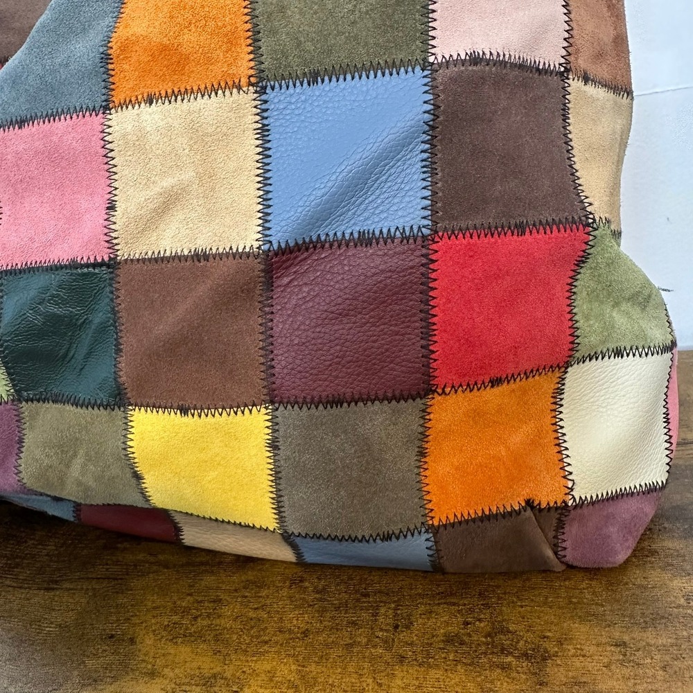 Lucky Brand Medium Slouch Patchwork Leather Suede… - image 3